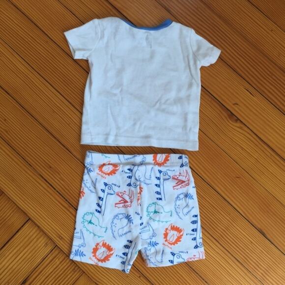 The Children's Place Two Piece Short-Sleeve Shorts Dinosaur PJS 0-3 Months - Picture 2 of 5
